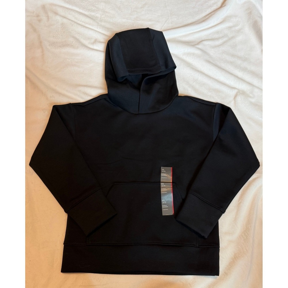 All in Motion Kids Pullover Sweatshirt Black Hoodie XS 4/5 Thumbholes